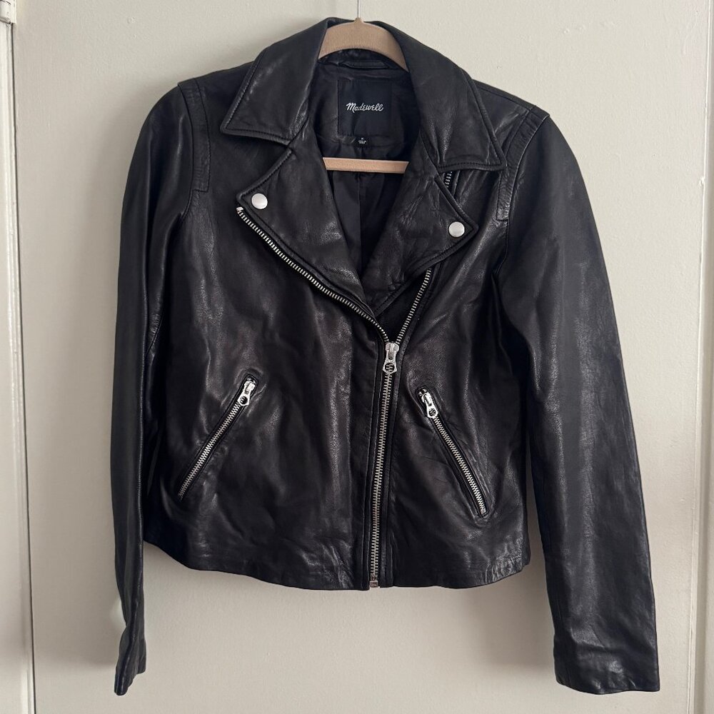 Madewell Washed Leather Motorcycle Jacket SZ M
